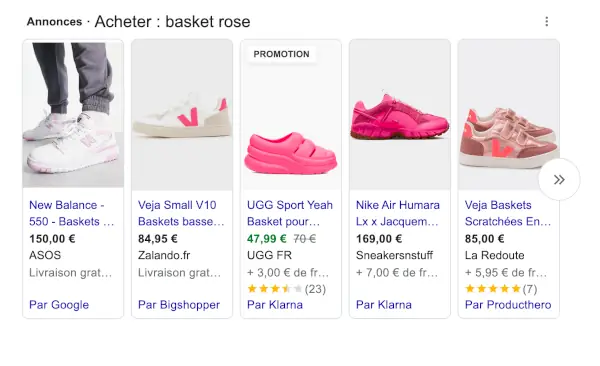 Exemple campagne google shopping